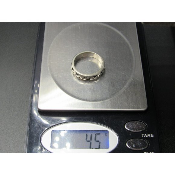 Size 7.75 Sterling Silver Solid Beach Waves Band Ring - Picture 6 of 6